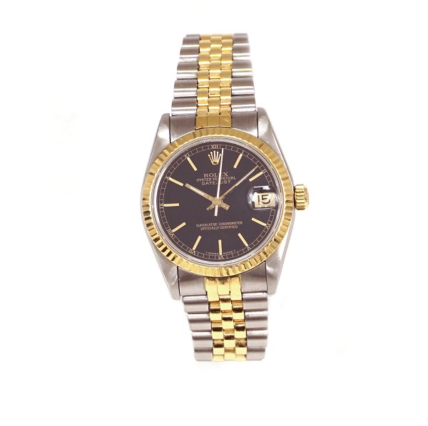 Rolex Oyster Perpetual Datejust, gold/steel. Sold 10.04.91. With box and papers. Ref. 68273. D: 31mm
