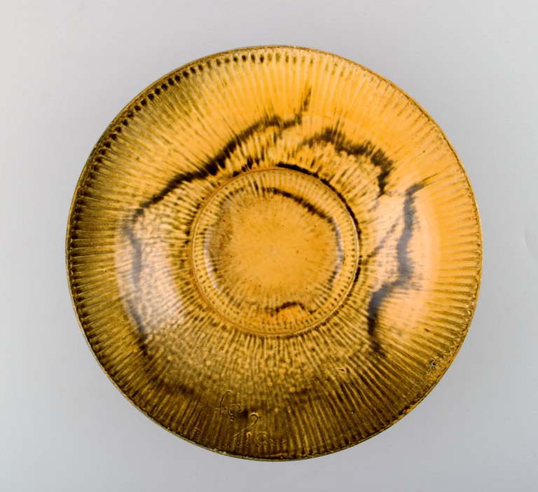 Svend Hammershøi for Kähler, Denmark, Fluted dish in glazed stoneware.