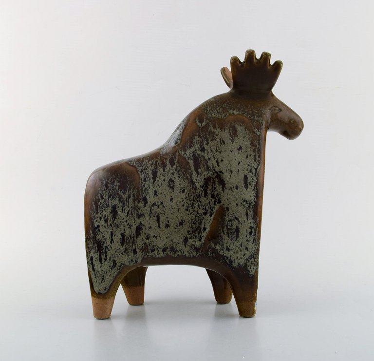 Lisa Larson for Gustavsberg. Stor elg i glaseret keramik. 1970
