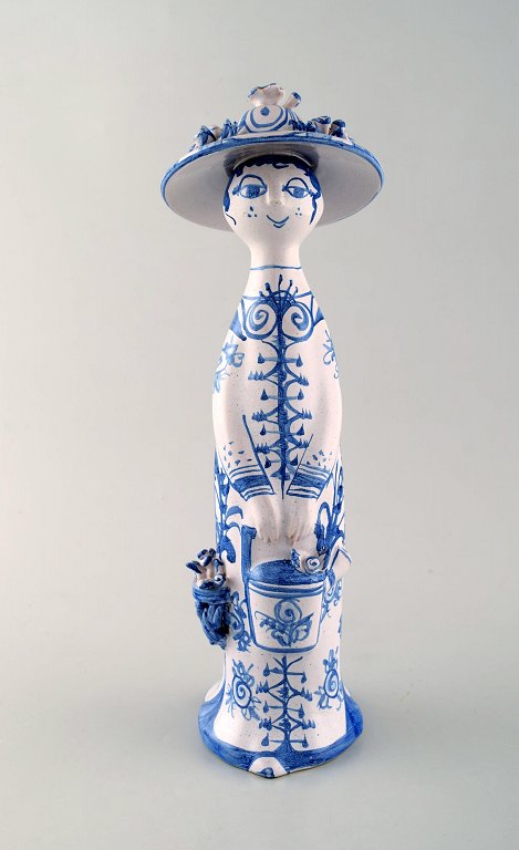 Bjørn Wiinblad unique ceramic figure. "Summer" in blue "Seasons"  1979. The blue 
house.