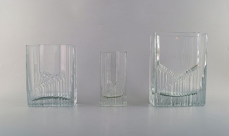 Tapio Wirkkala for Iittala. Three vases in art glass. Finnish design 1960