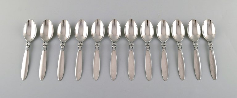 Georg Jensen "Cactus" cutlery in sterling silver. Set of 12 large teaspoons / 
child spoons.
