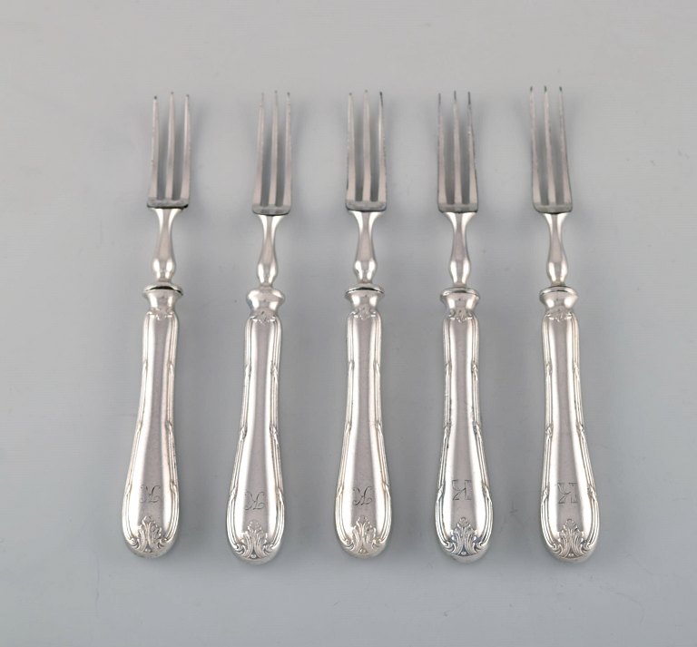 Danish silversmith. Five antique forks in silver (830). Dated 1915-20.
