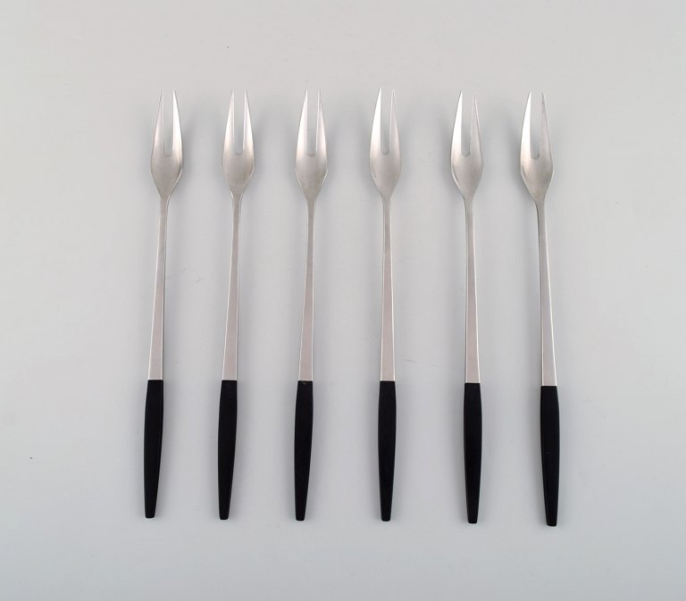 Gense, Sweden. Six cold meat forks in modern design. Stainless steel. 1960 / 
70
