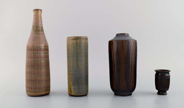 Four Wallåkra vases in glazed ceramics. Swedish design, 1960s.
