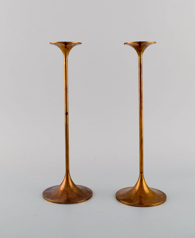 Max Brüel for Torben Ørskov. A pair of Hi-Fi candlesticks in brass. Danish 
design, 1960