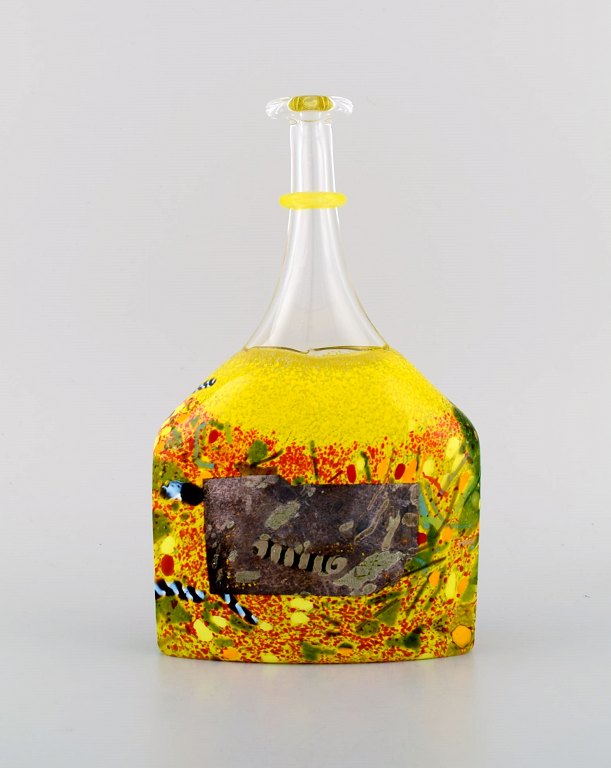 Bertil Vallien for Kosta Boda. Unique vase in mouth blown art glass. 1980s.
