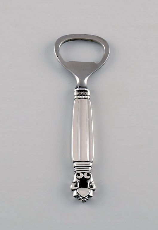 Georg Jensen Acorn bottle opener in sterling silver and stainless steel. 
