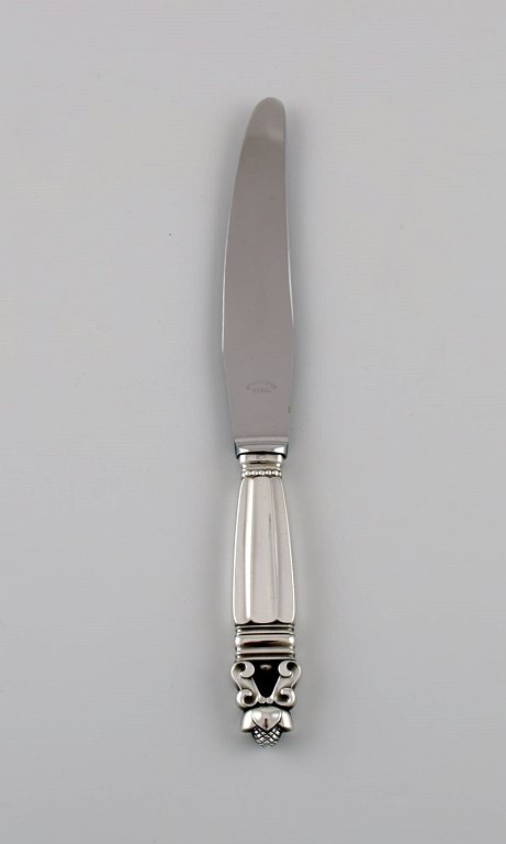Georg Jensen Konge middagskniv i sterlingsølv og rustfrit stål. 5 stk på lager. 
