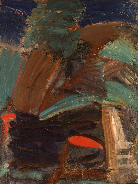 Christian Ohlsson, listed Swedish artist. Oil on canvas. Abstract composition. 
1960s.
