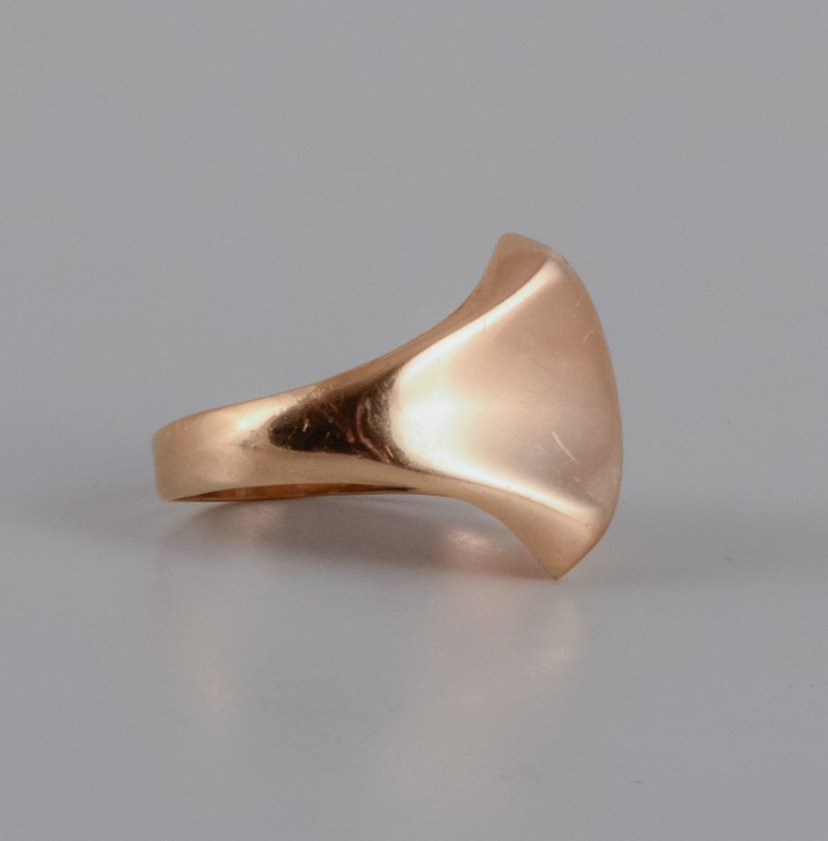 Danish goldsmith, 18 carat, modernist gold ring, stamped with the goldsmith
