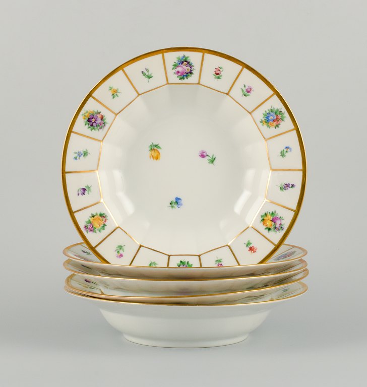 Royal Copenhagen Henriette. Hand painted porcelain, six large soup plates.