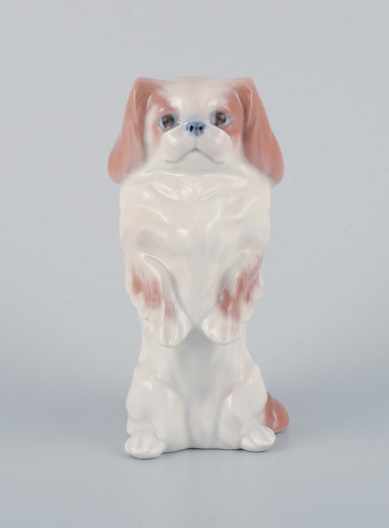 Royal Copenhagen, porcelain figure of a standing Pekingese dog.