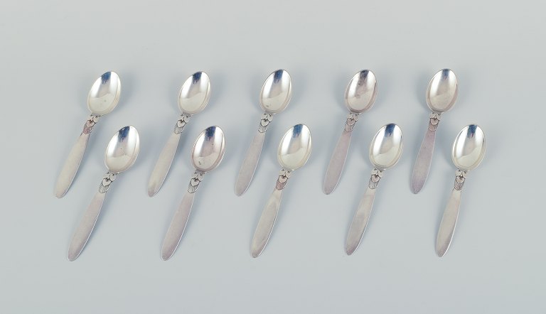 Georg Jensen, Cactus, a set of ten sterling silver teaspoons.