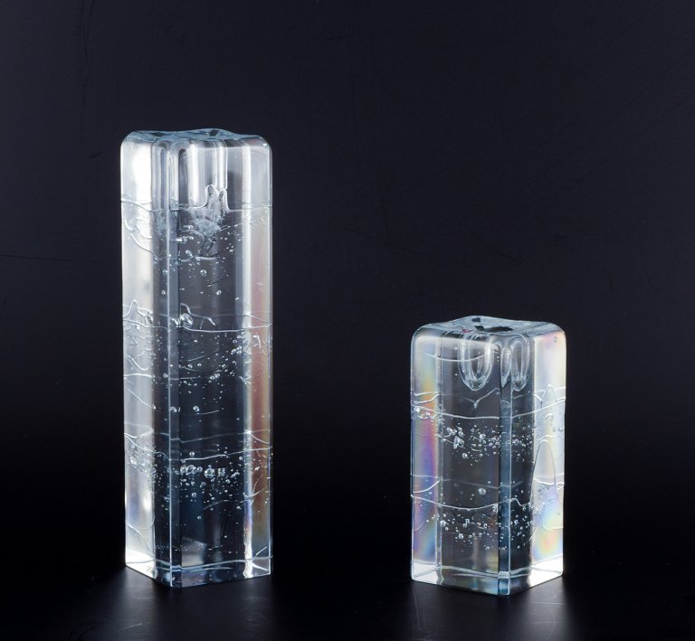 Timo Sarpaneva (1926-2006) for Iittala. Two "Arkipelago" glass candleholders.