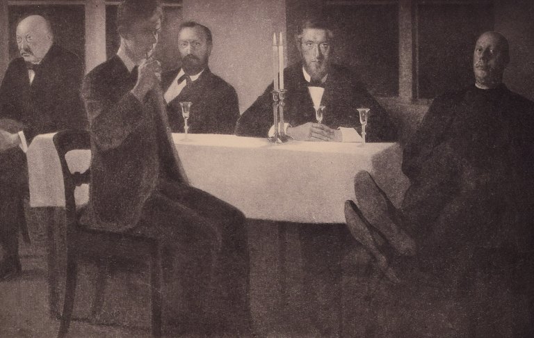 After Vilhelm Hammershøi, "Five Portraits." Interior.
Print on paper published in 1902 by Alfred Jacobsens art publishing house.