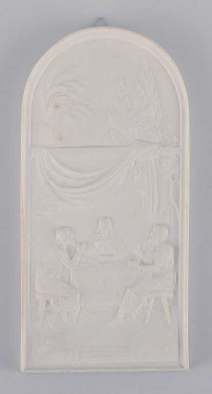 Bertel Thorvaldsen for Royal Copenhagen. Rare Biscuit relief. Christ in Emaus.