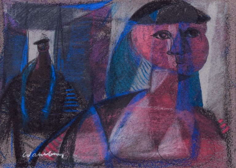 Bertil Wahlberg (1923-1980), svensk kunstner. Pastel på papir.