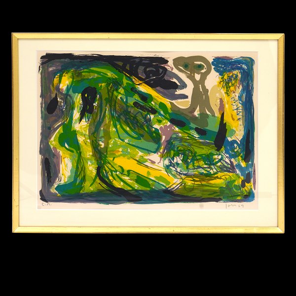 Asger Jorn, 1914-73, litography, "Nuit dechiree", signed 1969. Visible size: 
40x56cm. With frame: 67x51cm