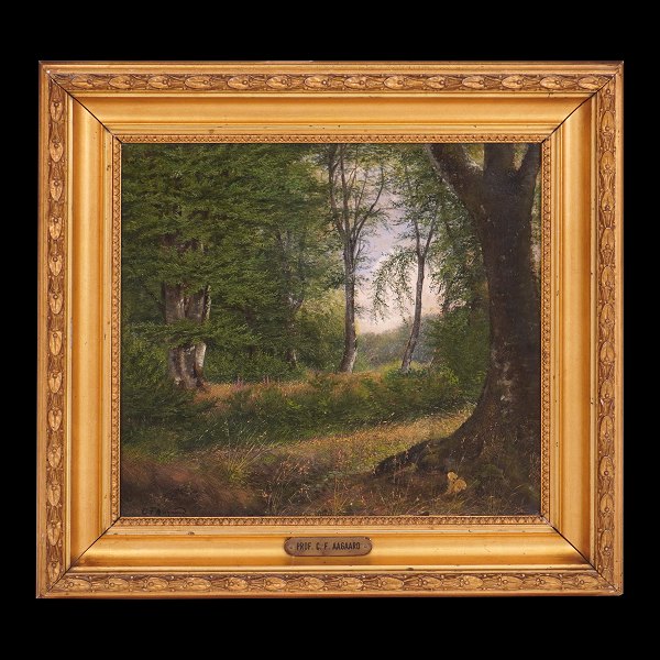 C. F. Aagaard, 183-95, oil on canvas. Danish Landscape signed Aagaard. Visible 
size: 26x29cm. With frame: 37x40cm