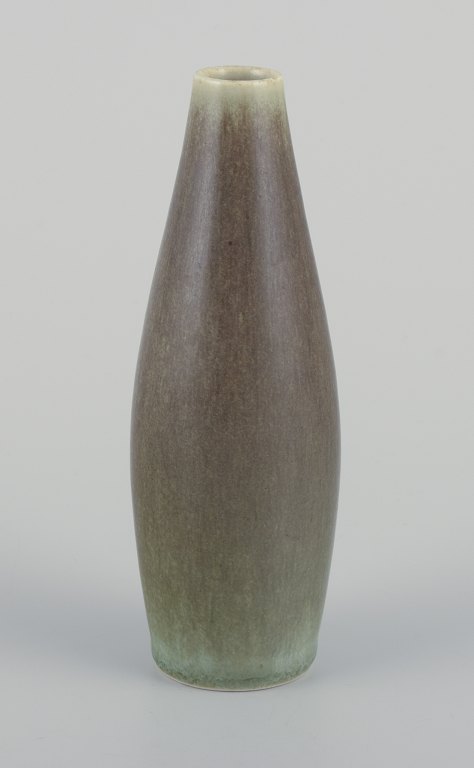 Per Linnemann-Schmidt  for Palshus, Denmark.
Ceramic vase in olive green hare fur glaze.