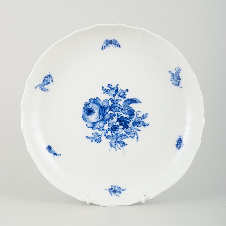 Meissen, tallerken, stel “Blaue Blume” med insekter.