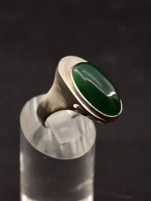 Sterling sølv ring  med cabochon sleben grøn