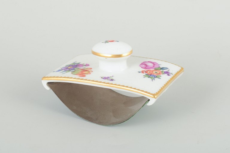 Royal Copenhagen Saxon Flower ink blotter, c. 1900.