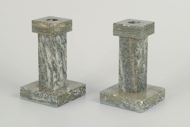 Swedish marble candlesticks, mid-20th century.