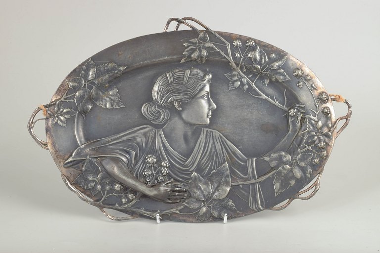 WMF, Germany, large Art Nouveau wall platter / dish.