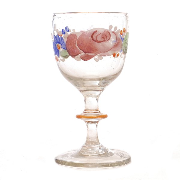 Emaljedekoreret glas. Ca. år 1860. H: 12,5cm
