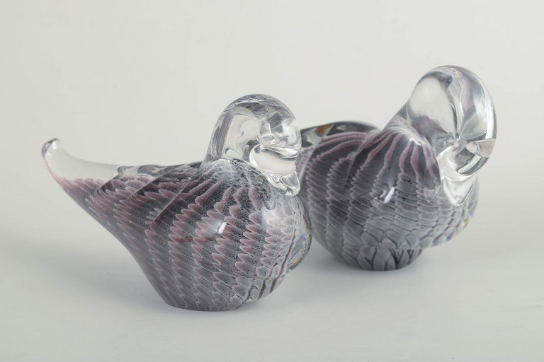Fm Konstglas, sæt på 2 ænder, glasskulpturer.