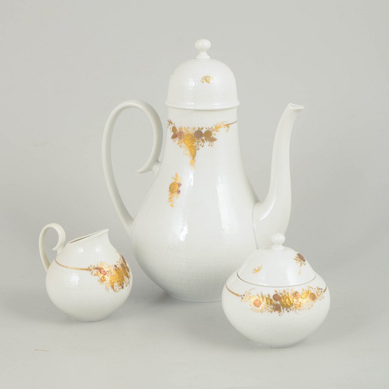 Bjørn Wiinblad for Rosenthal, kaffesæt med kaffekande, flødekande og sukkerskål.