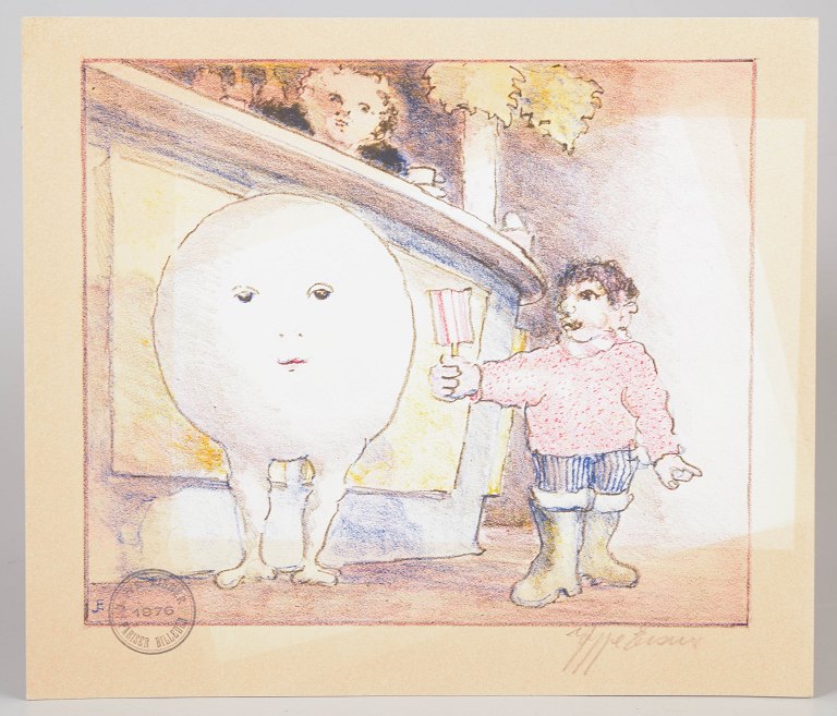 Jeppe Eisner, farvelitografi, listet dansk billedkunstner.