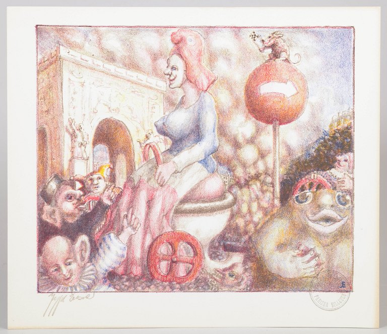 Jeppe Eisner, farvelitografi, listet dansk billedkunstner.
