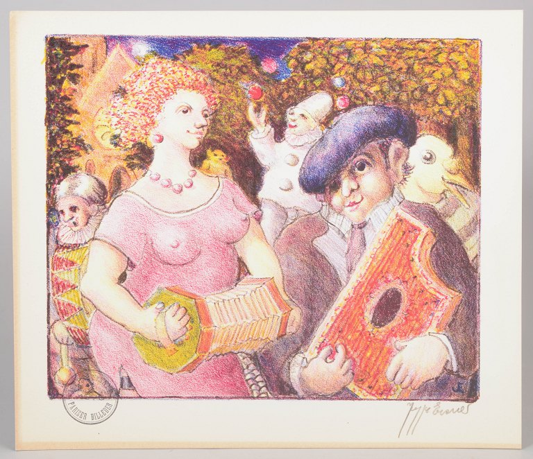Jeppe Eisner, farvelitografi, listet dansk billedkunstner.
