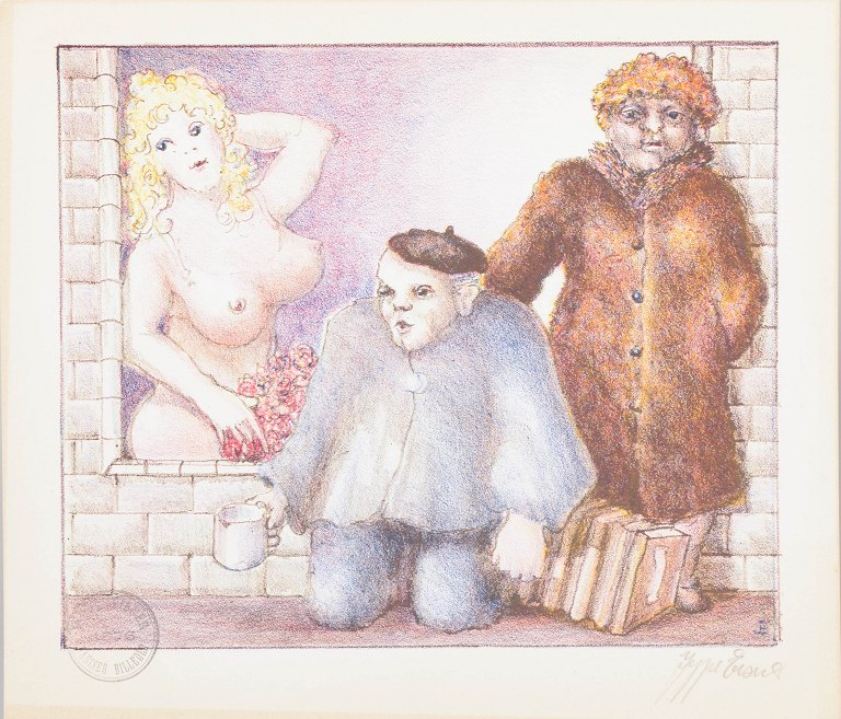 Jeppe Eisner, farvelitografi, listet dansk billedkunstner.