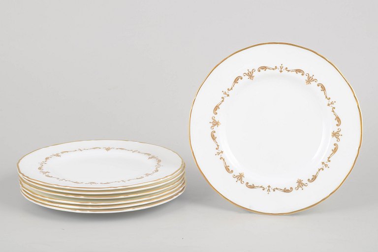 Royal Worcester Gold Chantilly, sæt med syv desserttallerkener.
