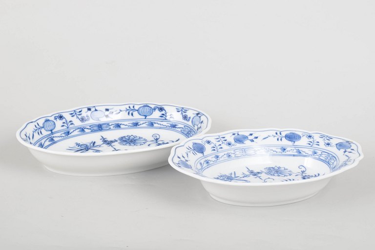 Meissen Blå Løgmønster, par serveringsskåle.