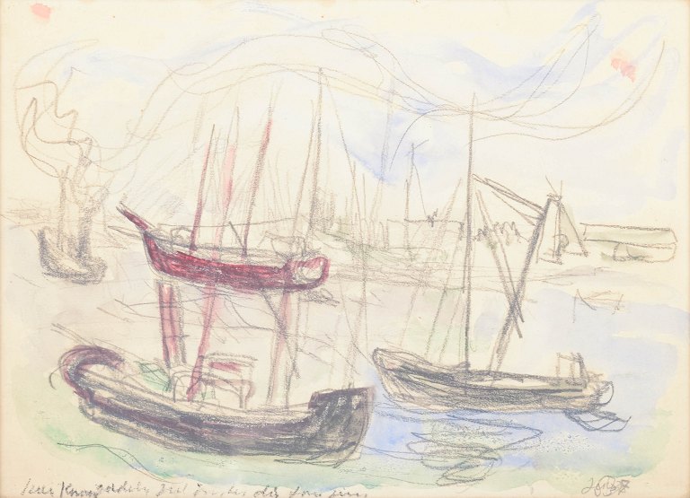 Jens Søndergaard, skibe på havet.