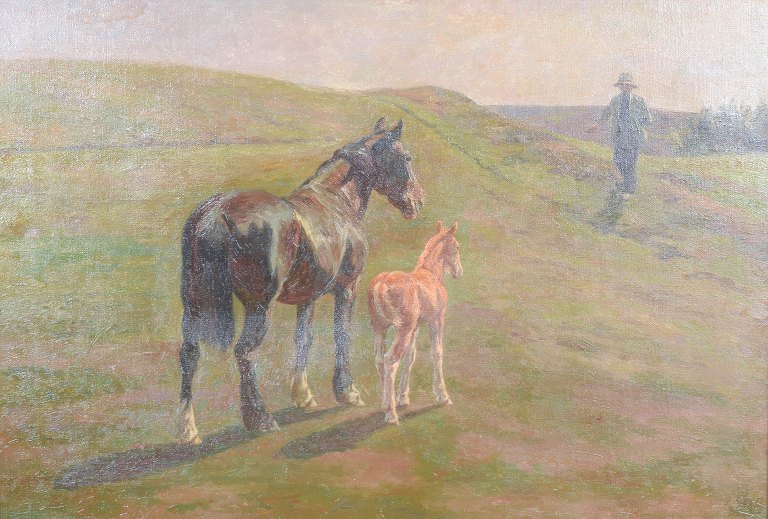 Johannes Resen Steenstrup, olie på lærred, listet dansk kunstner.